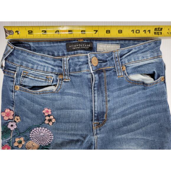 Aeropostale High Waisted‎ Ankle Jeggings Floral Embroidered Womens 2 - Picture 4 of 7